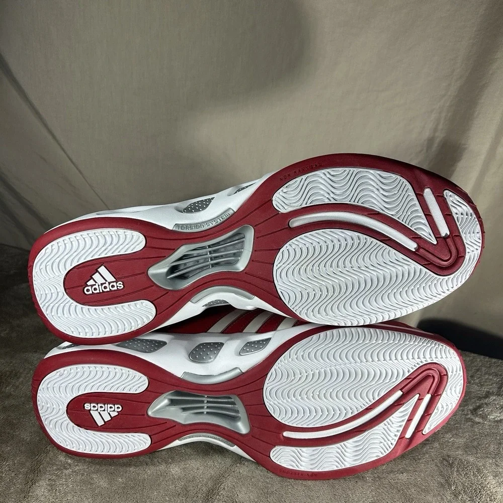 NWT Vintage Adidas Pro Model Team Color Red White Basketball Shoes Size 19